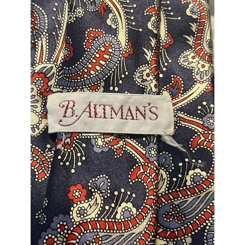 B. Altman's Elegant Navy Paisley Silk Tie -‎ Classic Pattern Z-14
